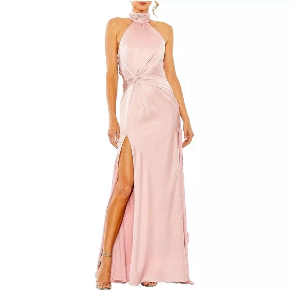 Mac Duggal Pink Asymmetrical Ruched Gown